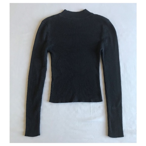 Black Ribbed Long Sleeve Top - Picture 2 of 3